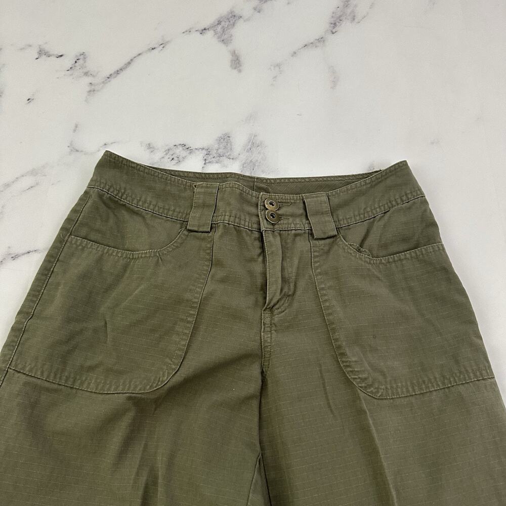 BW Sport Womens Vintage Y2k Capri Pant Size 4 P Olive Green Drawstring Ties Crop - Picture 2 of 9